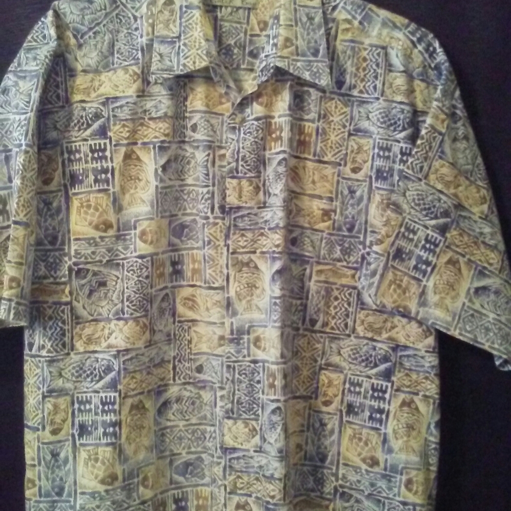 Batck Bay mens short sleeve shirt. Fish print. XL